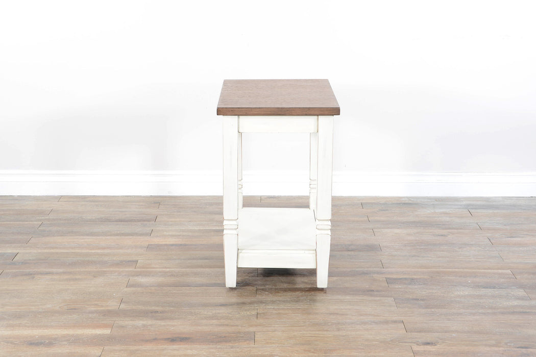 Chair Side Table - White / Light Brown