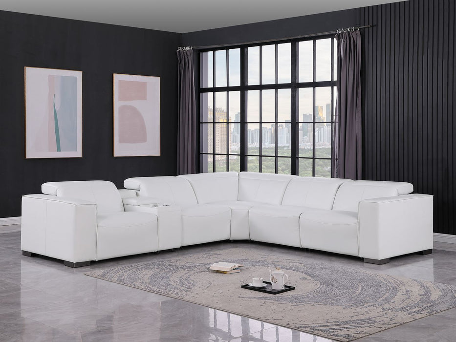 1208 - 6-Piece L-Shaped Leather Reclining Sectional With 3 Power Recliners