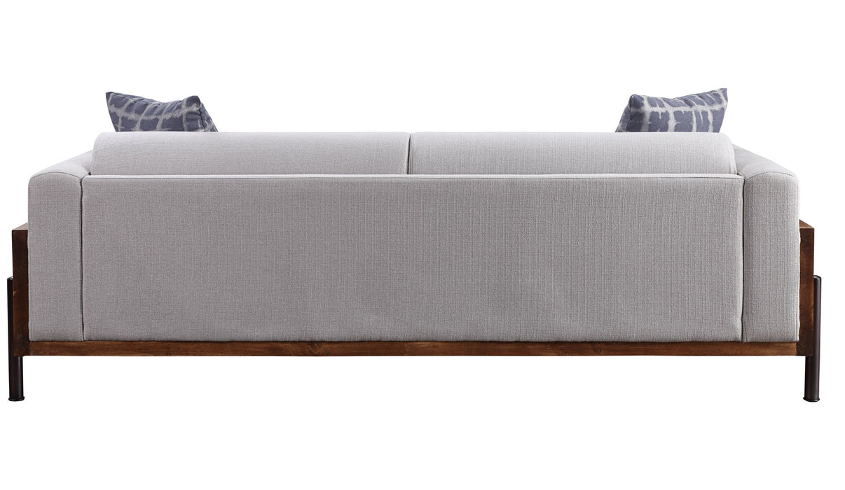 Pelton - Sofa With 2 Pillows - Fabric & Walnut