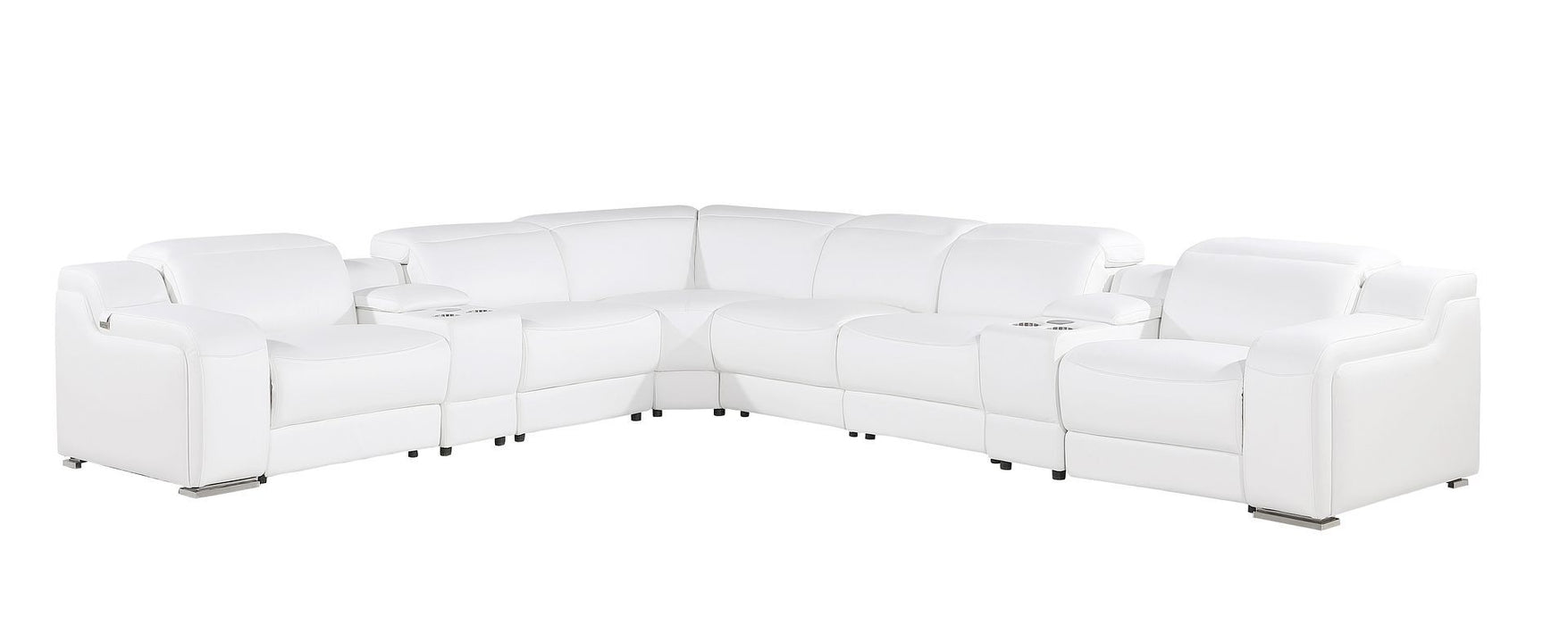 1116 - 8-Piece L-Shaped Sectional Sofa In With 3 Power Recliners & Power Headrests