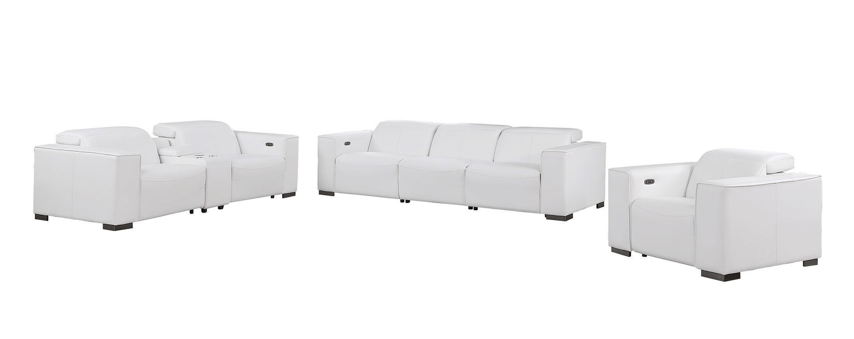 1208 - Modular Leather Set With 5 Power Recliners & Power Headrests