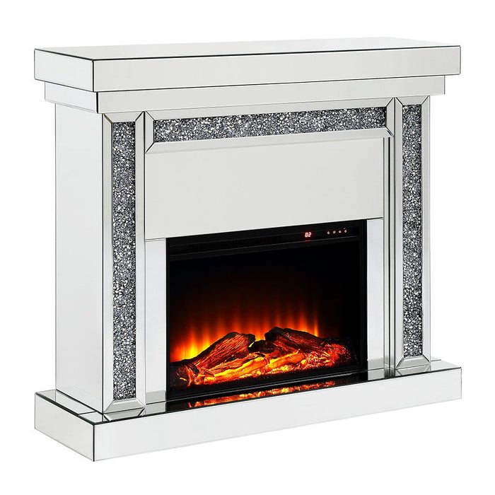 Noralie - 42" Fireplace - Mirrored & Faux Diamonds