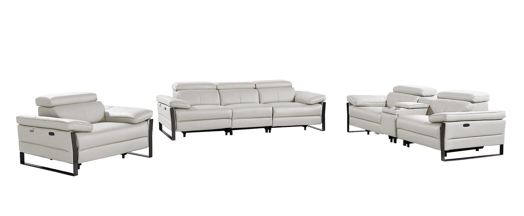 1246 - Modular Power Triple Reclining Sofa, Console Loveseat, And Chair Set With Power Headrests