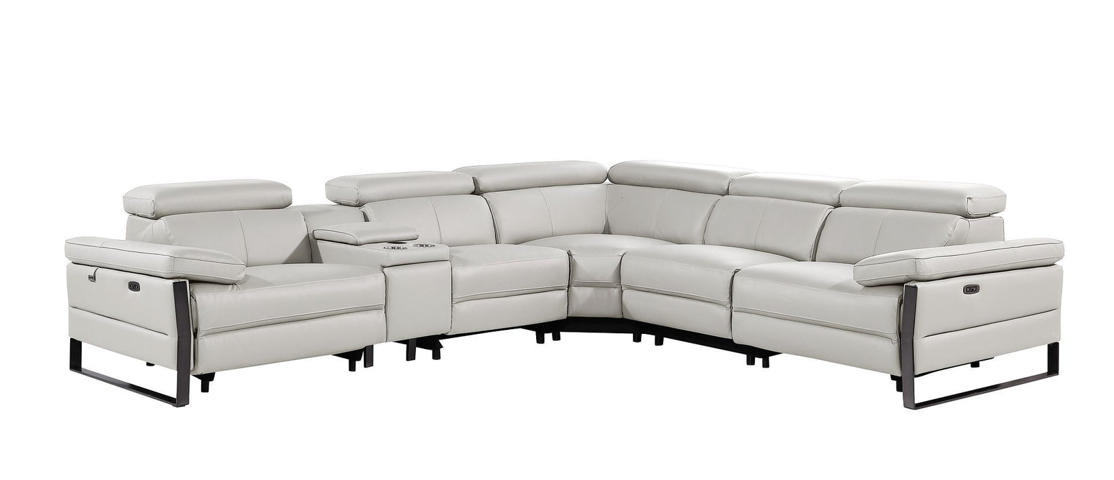 1246 - 6-Piece L-Shaped Modular Power Reclining Sectional With 3 Power Recliners And Power Headrests