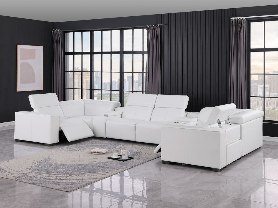 1208 - 8 Piece Modular Leather Sectional With 2 Power Recliners & Power Headrests
