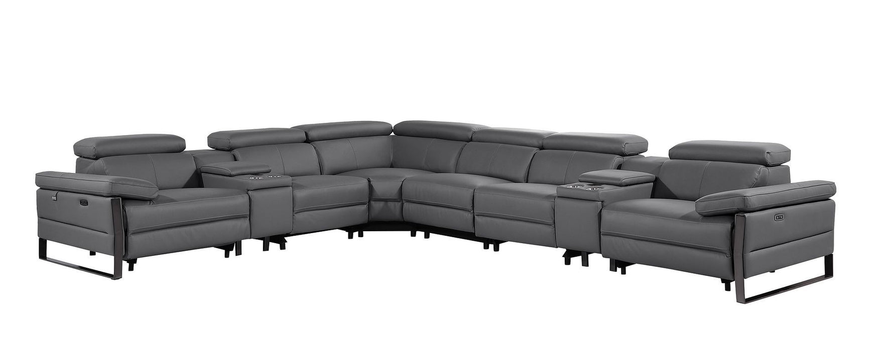 1246 - 8-Piece L-Shaped Modular Power Reclining Sectional With 3 Power Recliners And Power Headrests