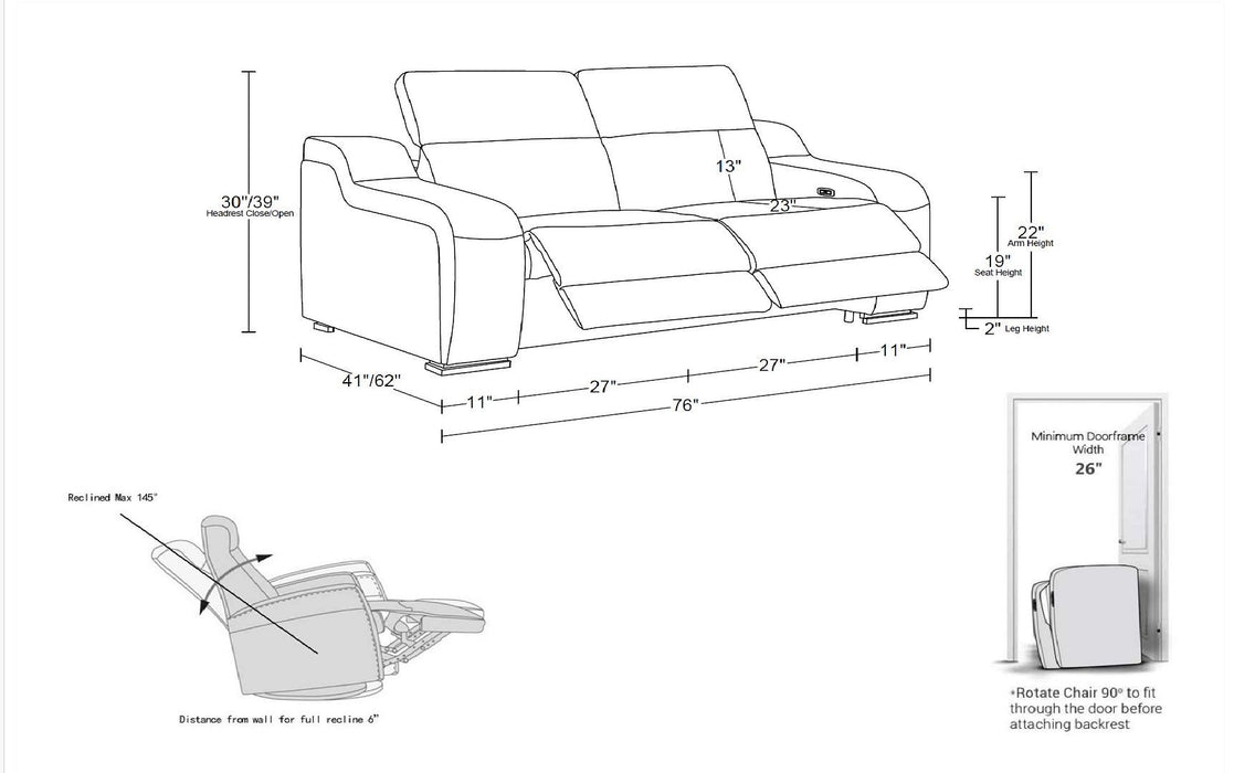 1116 - 2-Piece Modular Power Reclining Loveseat In With 2 Power Recliners & Power Headrests