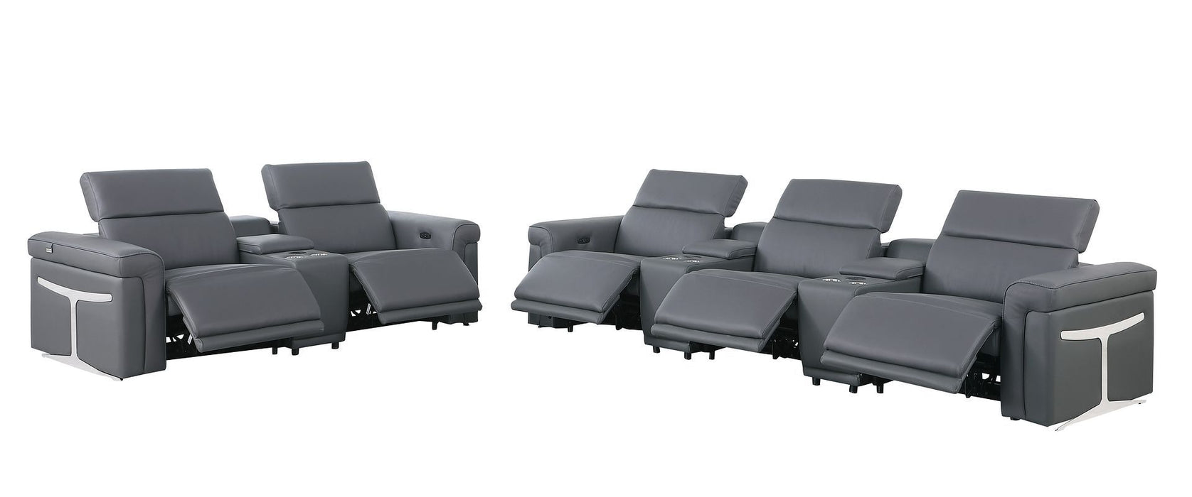1126 - 8-Piece Modular Power Reclining Sofa & Loveseat Set In With 5 Power Recliners & Power Headrests