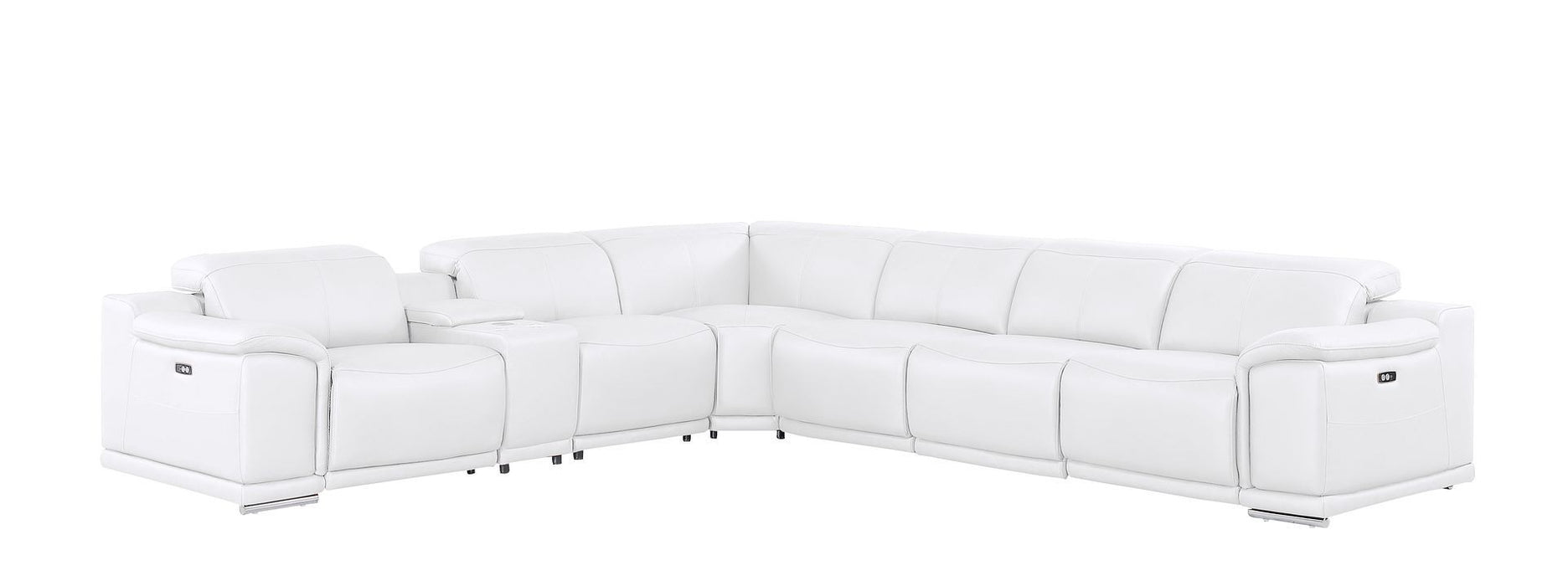 2679 - 7-Piece L-Shaped Power Reclining Sectional In Genuine Leather (3 Recliners)