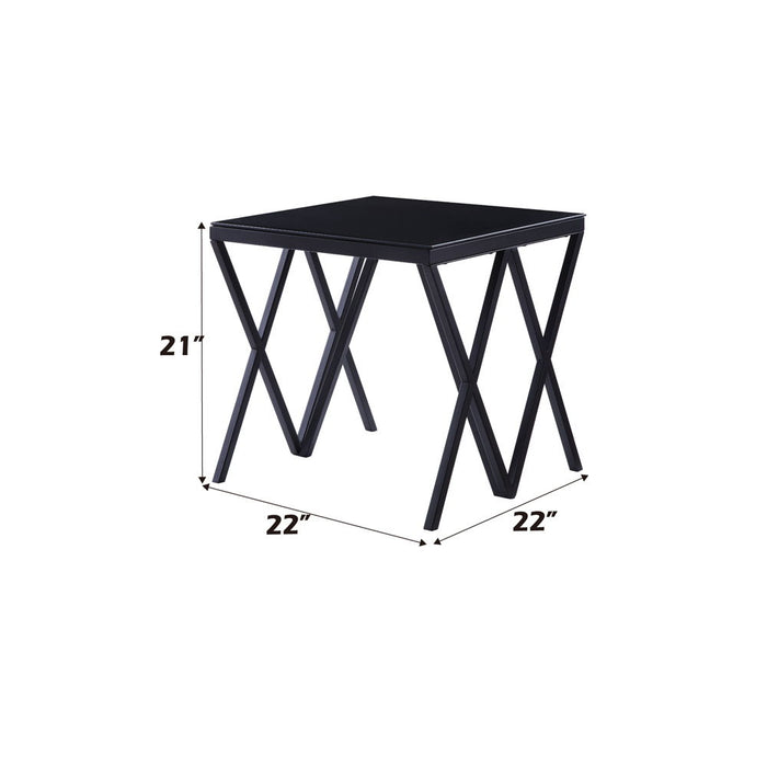 Magenta - End Table - Glass Top & Black