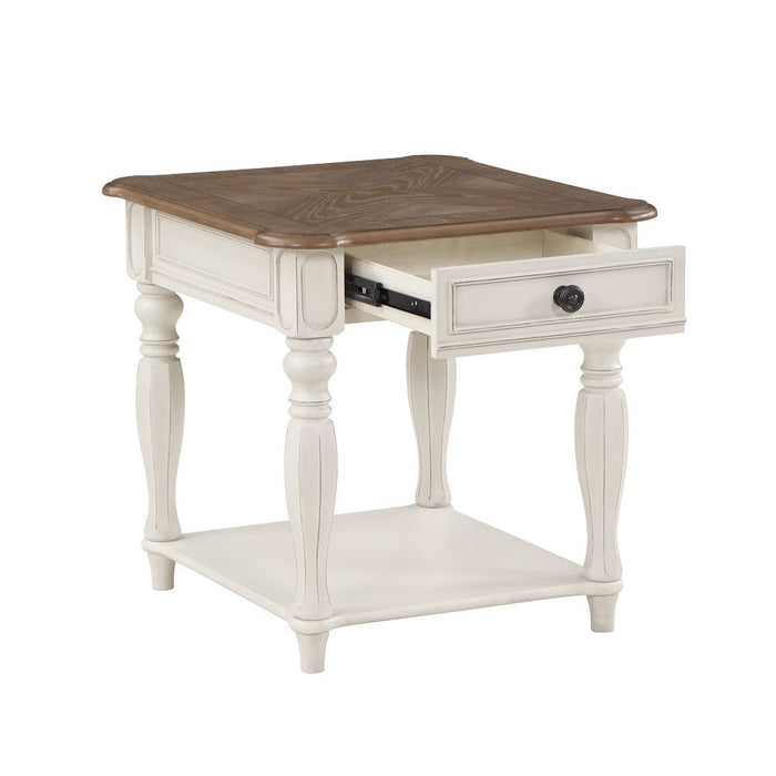 Florian - End Table - Oak & Antique White