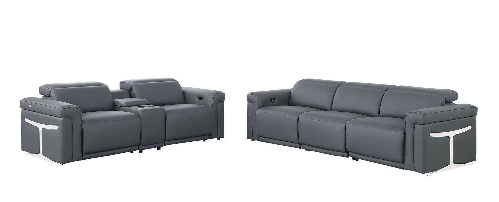 1126 - 6-Piece Modular Power Reclining Sofa And Console Loveseat Set In With 5 Power Recliners & Power Headrests