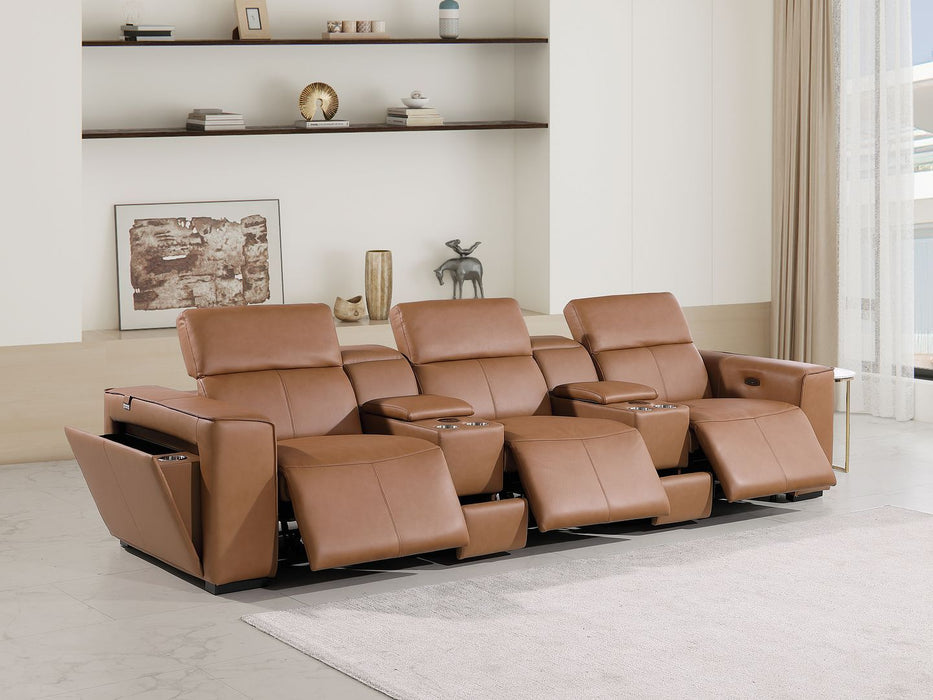 1224 - 5-Piece Modular Power Reclining Sofa In With 3 Power Recliners & Power Headrests