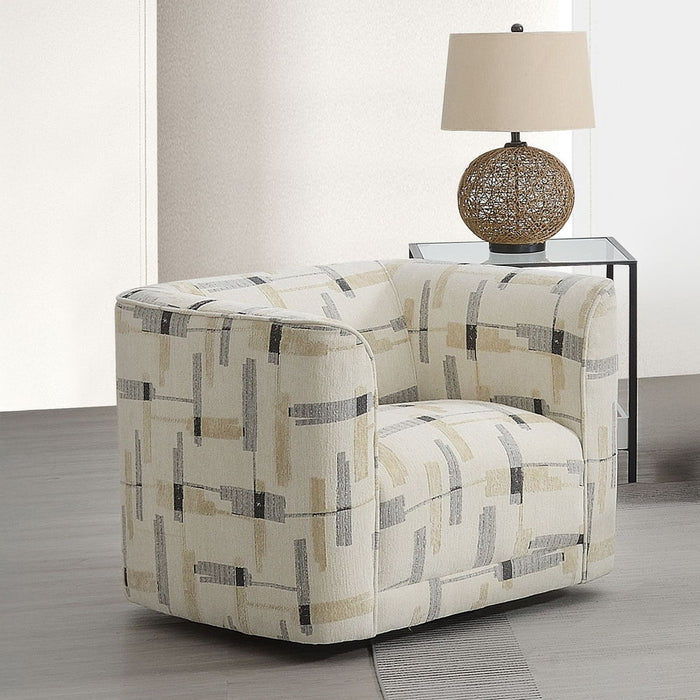 Darya - Chair With Swivel - Beige Pattern Fabric