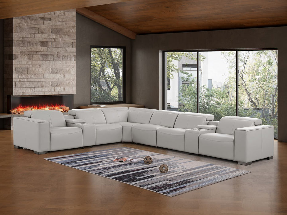 1208 - 8 Piece L Shaped Leather Sectional With 3 Power Recliners & Power Headrests