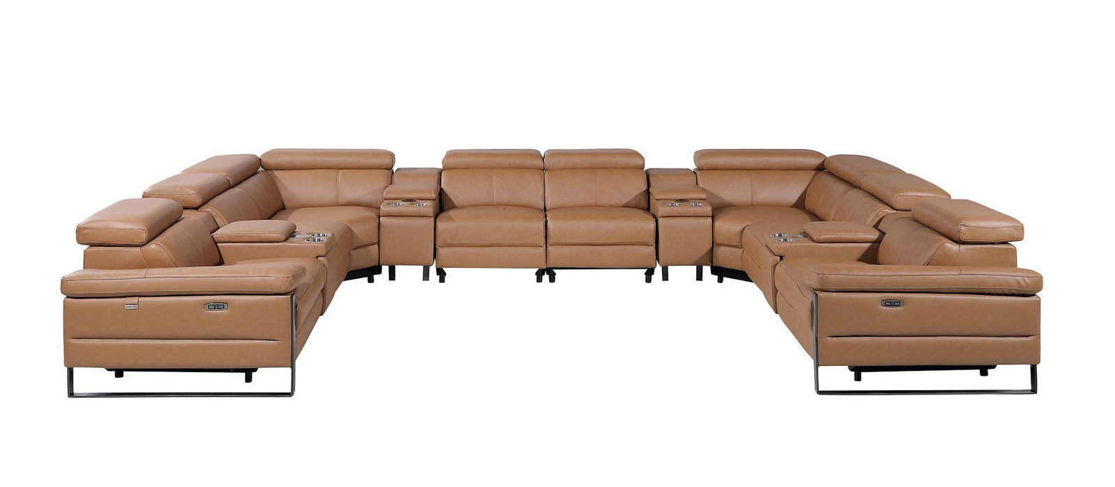 1246 - 12-Piece U-Shaped Modular Power Reclining Sectional With 4 Power Recliners And Power Headrests