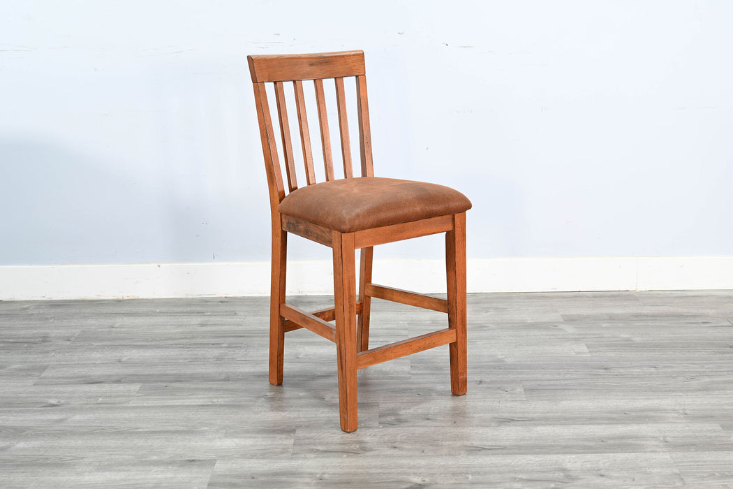 Sedona - Counter Slatback Barstool, Cushion Seat (Set of 2) - Rustic Oak