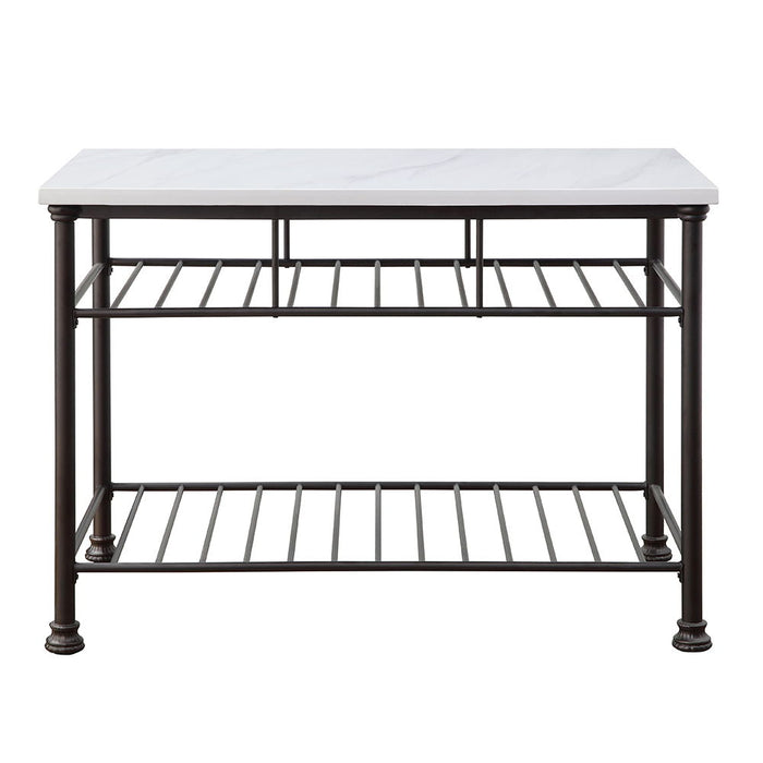 Freyja - Kitchen Island - White Cultured Marble Top & Gray