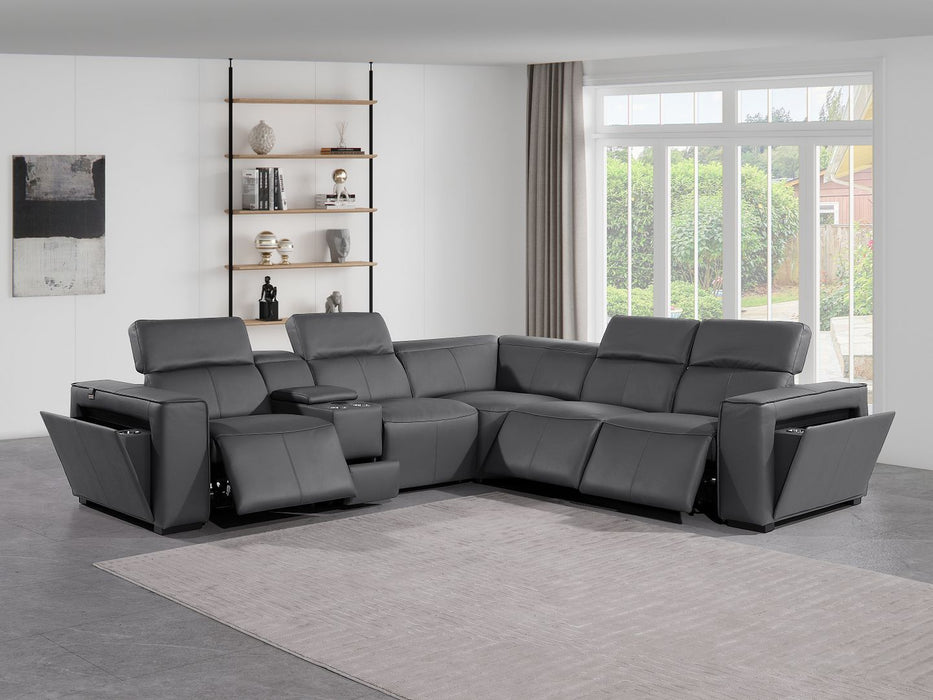 1224 - 6-Piece L-Shaped Sectional Sofa In With 3 Power Recliners & Power Headrests