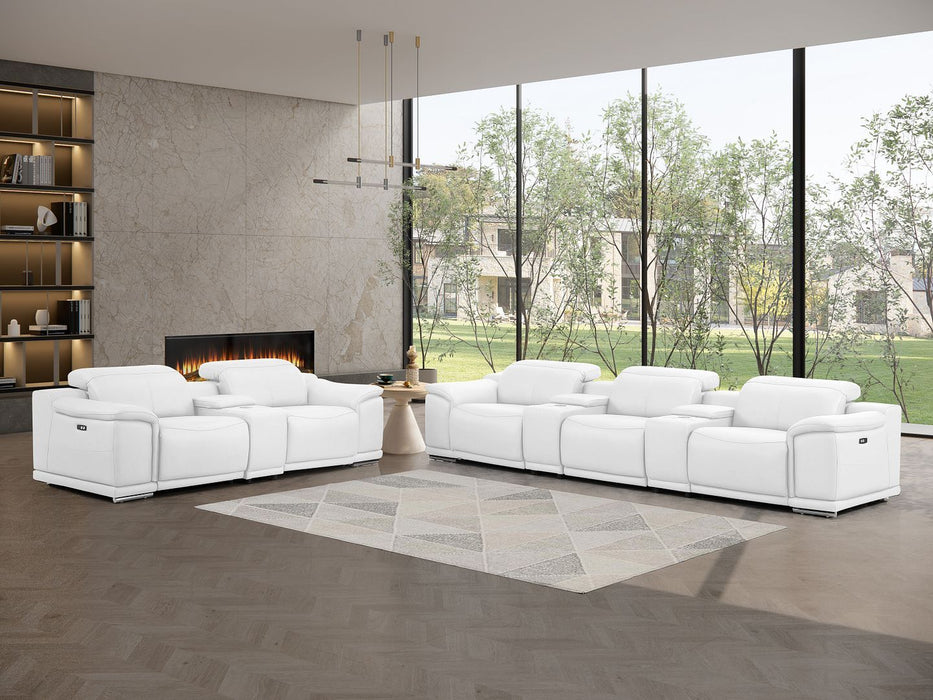 2679 - Power Reclining Sofa And Loveseat In Genuine Leather (5 Recliners With Power Headrests & 3 Consoles)