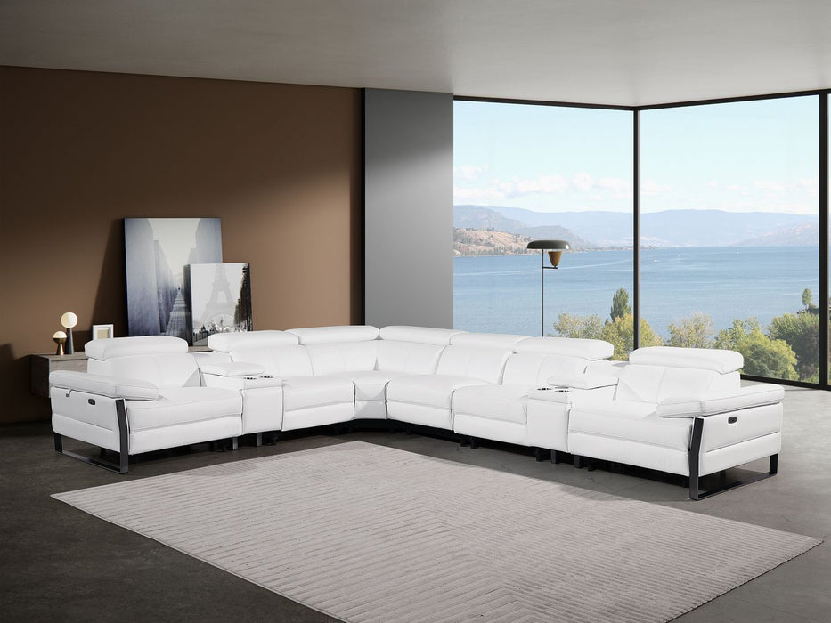1246 - 8-Piece L-Shaped Modular Power Reclining Sectional With 3 Power Recliners And Power Headrests