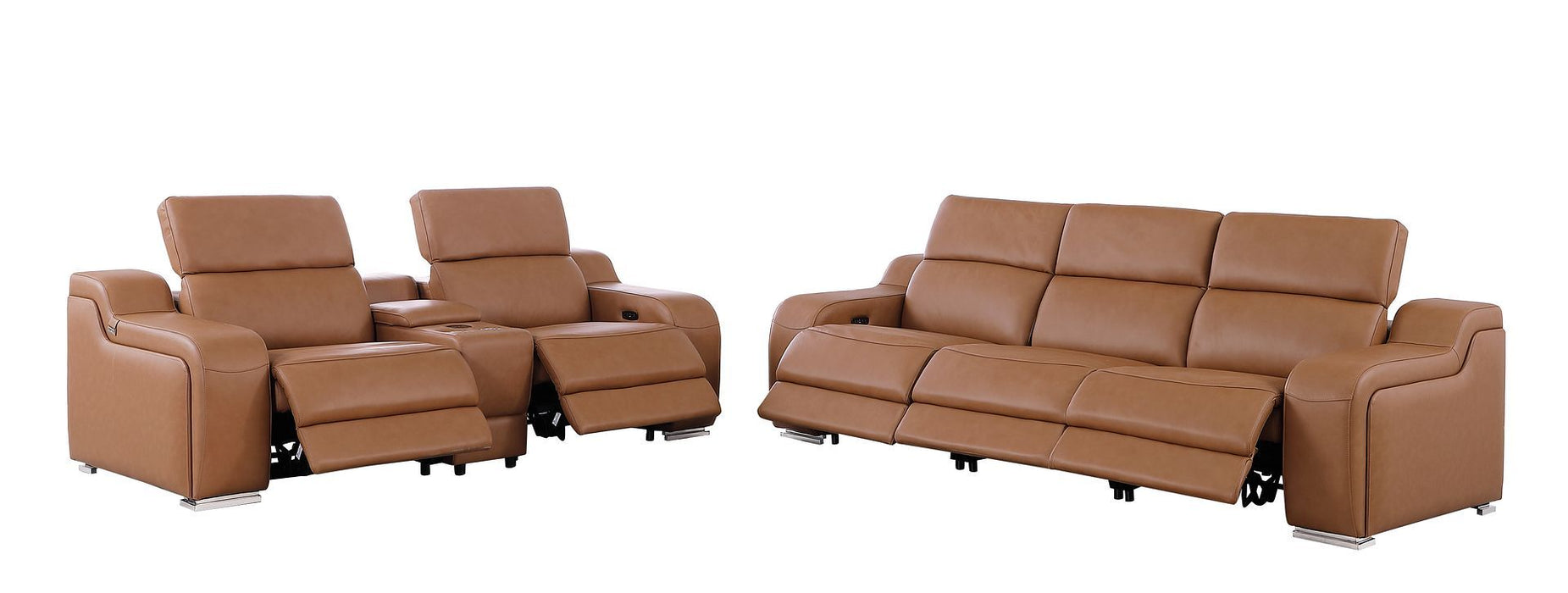 1116 - 6-Piece Modular Power Reclining Sofa And Console Loveseat Set In With 5 Power Recliners & Power Headrests