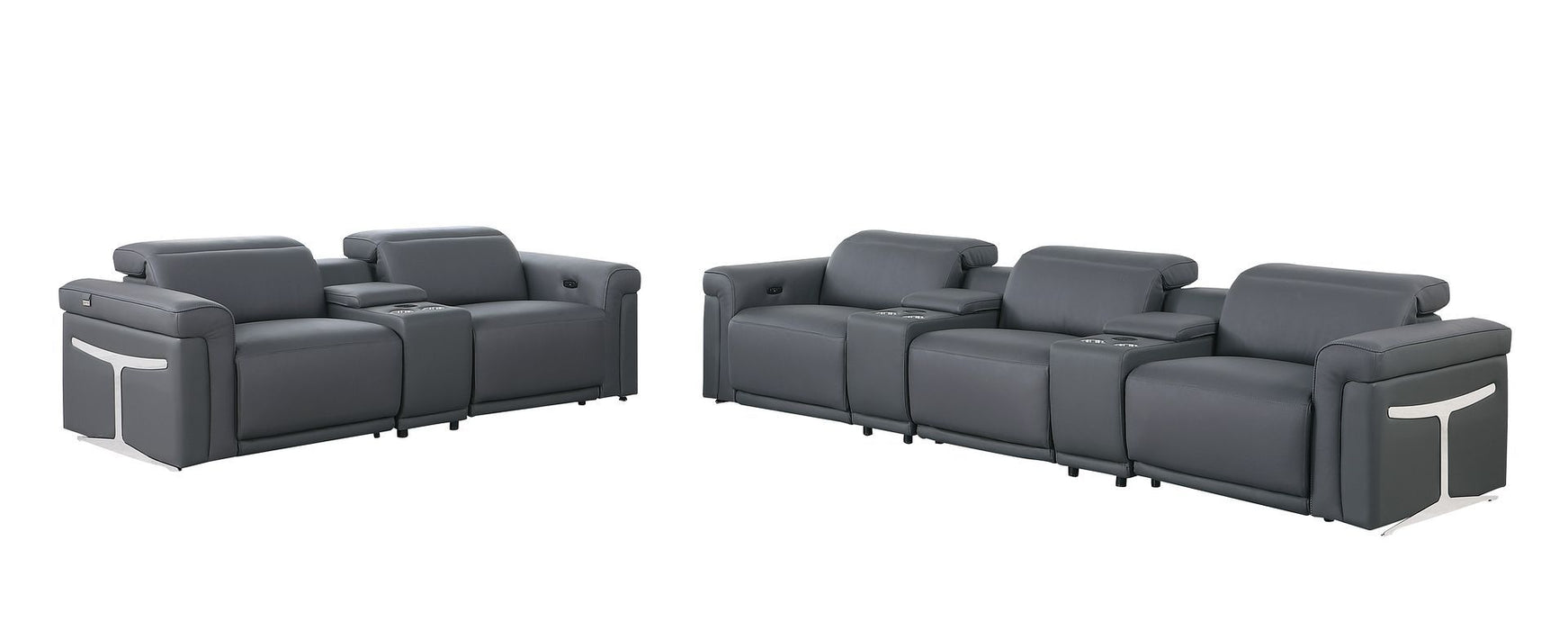 1126 - 8-Piece Modular Power Reclining Sofa & Loveseat Set In With 5 Power Recliners & Power Headrests