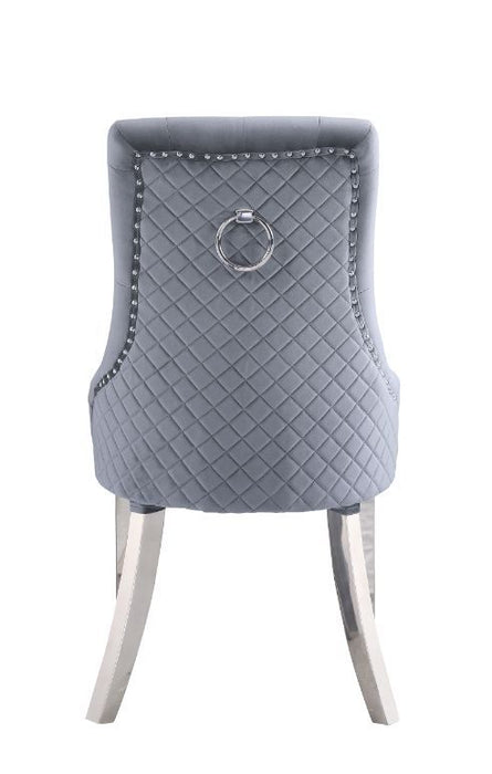 Satinka - Fabric Side Chair (Set of 2) - Gray & Mirrored Silver