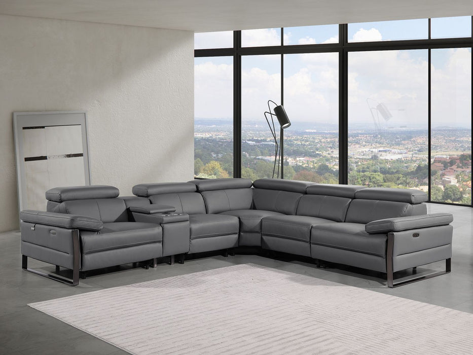 1246 - 6-Piece L-Shaped Modular Power Reclining Sectional With 3 Power Recliners And Power Headrests