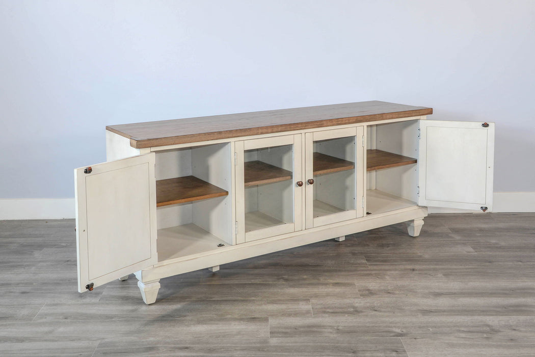 Pasadena - 72" Media Console - Marble White and Buckskin