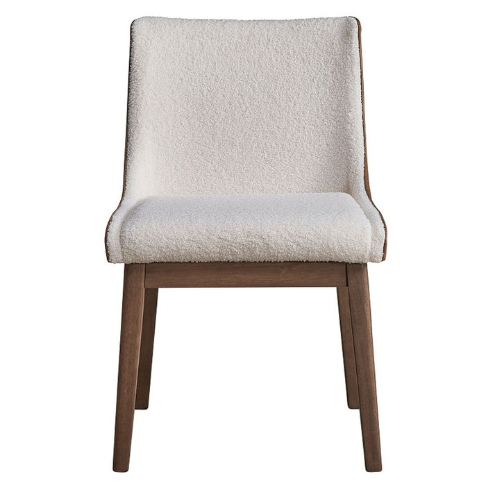Ginny - Side Chair (Set of 2) - White Boucle, Brown Velvet & Walnut