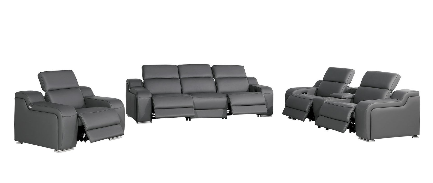 1116 - 7-Piece Modular Power Reclining Sofa, Loveseat & Chair Set In With 5 Power Recliners & Power Headrests