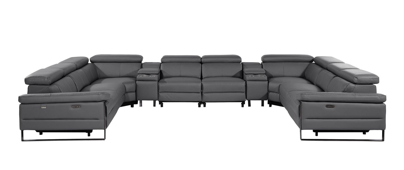 1246 - 10-Piece U-Shaped Modular Power Reclining Sectional With 4 Power Recliners And Power Headrests