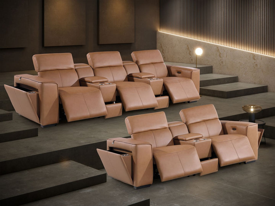 1224 - Coganc 8-Piece Modular Power Reclining Sofa & Loveseat Set In With 5 Power Recliners & Power Headrests - Cognac