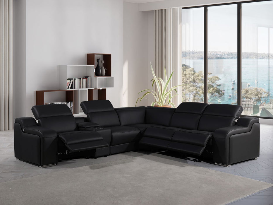 1116 - 6-Piece L-Shaped Sectional Sofa In With 3 Power Recliners & Power Headrests