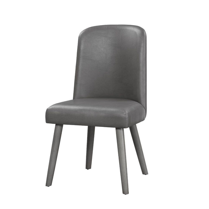 Waylon - Side Chair Set of 2) - Gray Synthetic Leather & Gray Oak