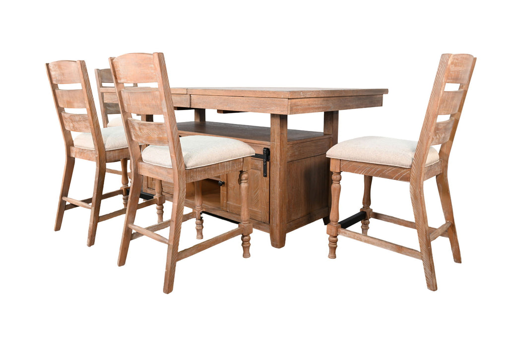 Rustic - Counter-Height Extension Dining Set With Barn Door Storage