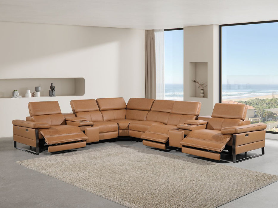 1246 - 8-Piece L-Shaped Modular Power Reclining Sectional With 3 Power Recliners And Power Headrests