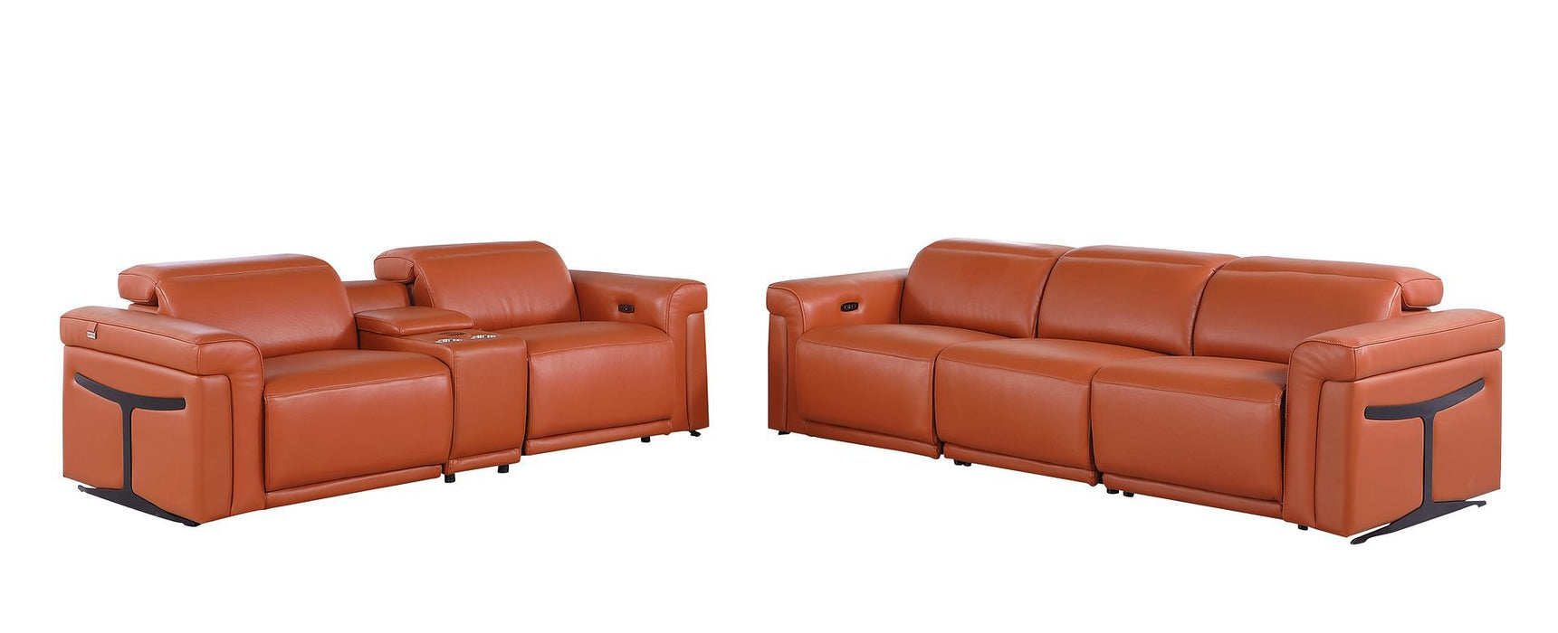 1126 - 6-Piece Modular Power Reclining Sofa And Console Loveseat Set In With 5 Power Recliners & Power Headrests