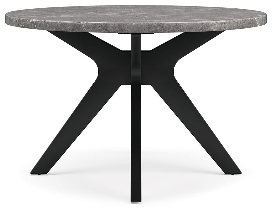Glinari - Round Dining Room Table - Taupe / Black