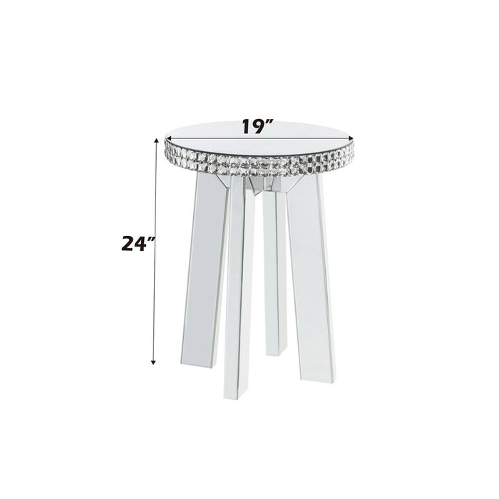 Lotus - End Table - Mirrored & Faux Ice Cube Crystals