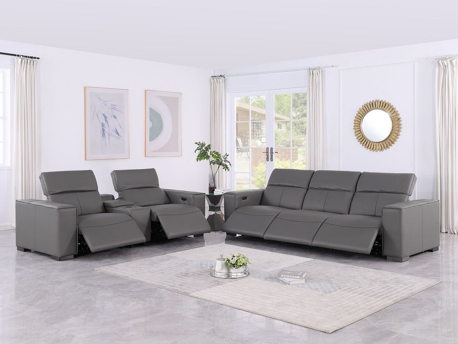 1208 - Leather Reclining Set (Sofa & Loveseat With 5 Power Recliners)