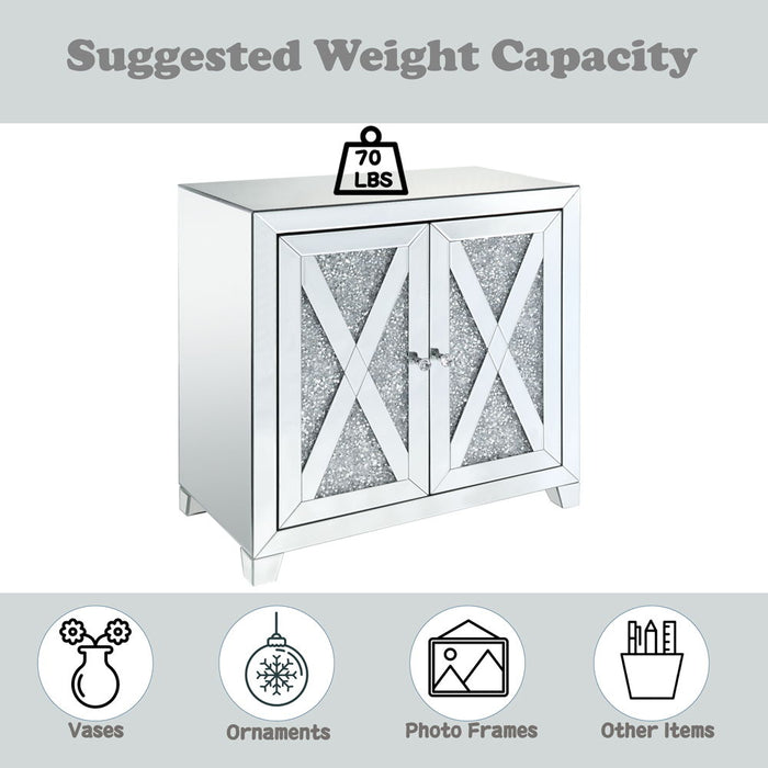 Noralie - 2 Door Console Cabinet - Mirrored & Faux Diamonds