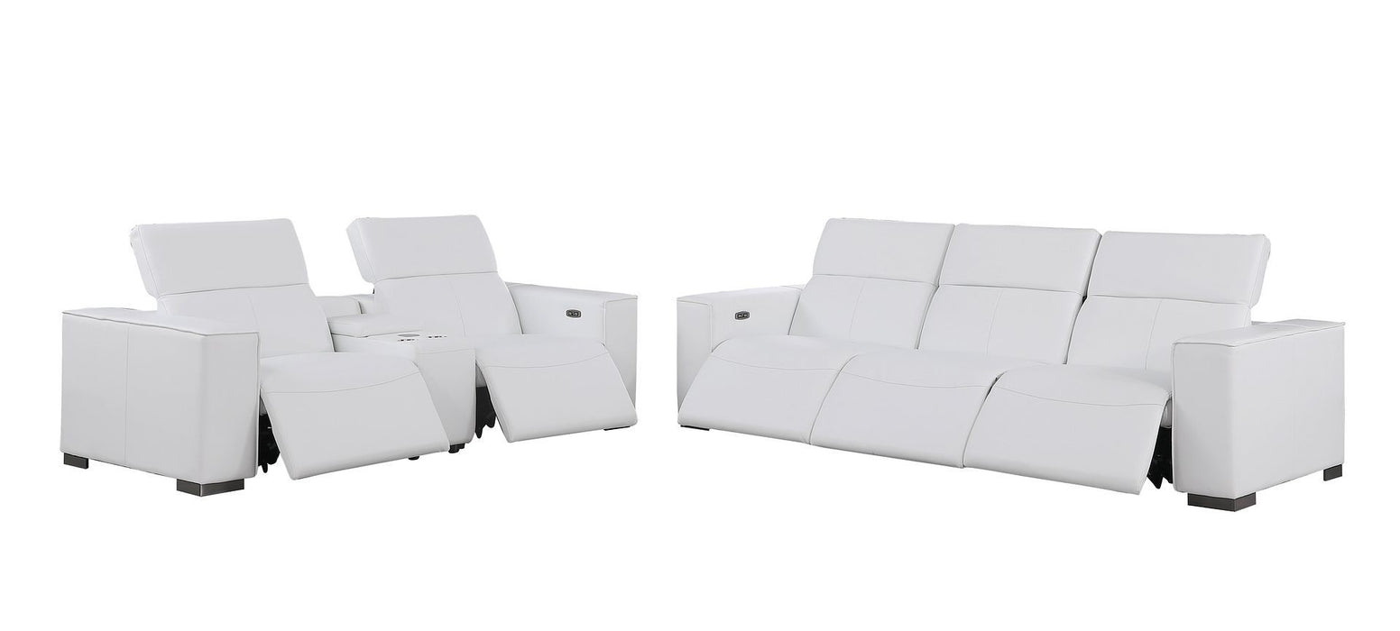 1208 - Leather Reclining Set (Sofa & Loveseat With 5 Power Recliners)
