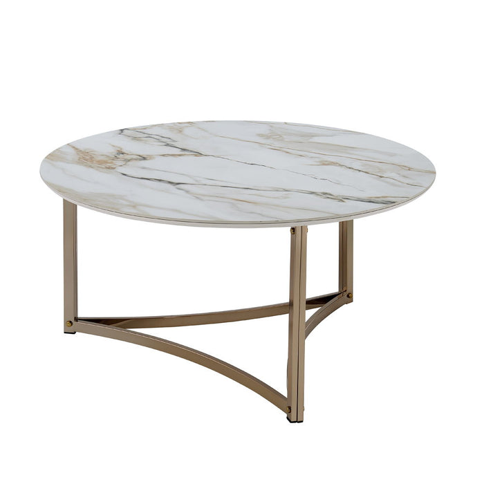 Zaidee - Round Coffee Table - Sintered Stone & Champagne