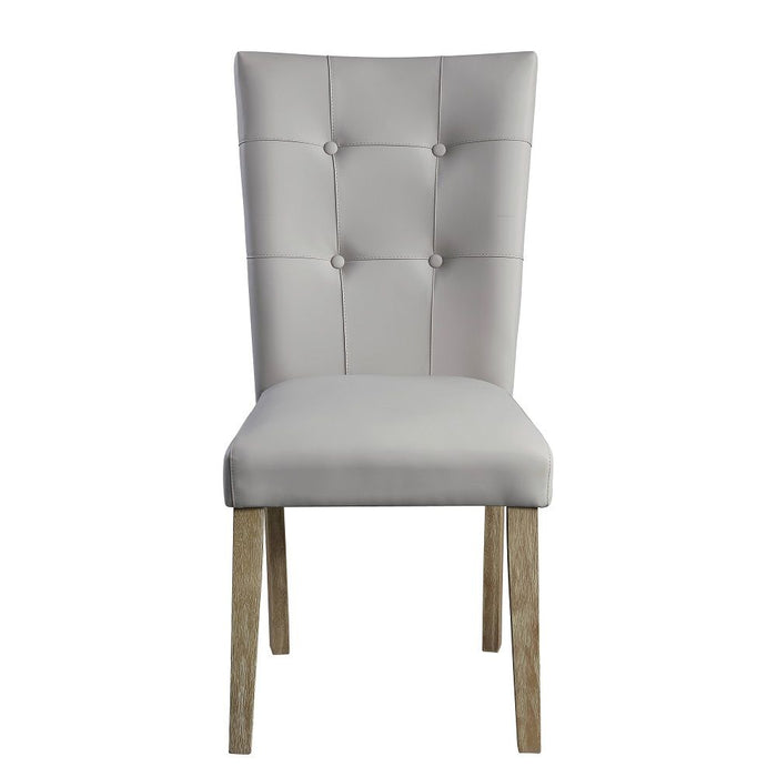 Charnell - Side Chair (Set of 2) - Gray Synthetic Leather & Oak