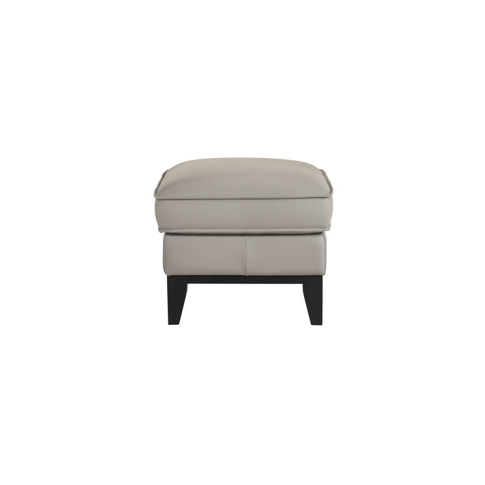 Aaron - Leather Ottoman - Mist Gray