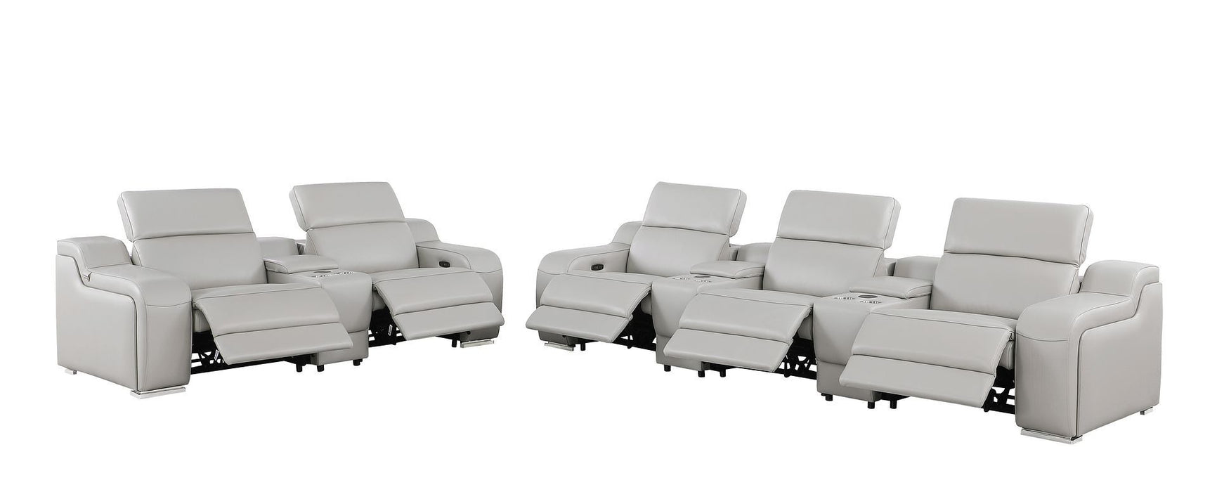 1116 - 8-Piece Modular Power Reclining Sofa, Loveseat & Chair Set In With 5 Power Recliners & Power Headrests