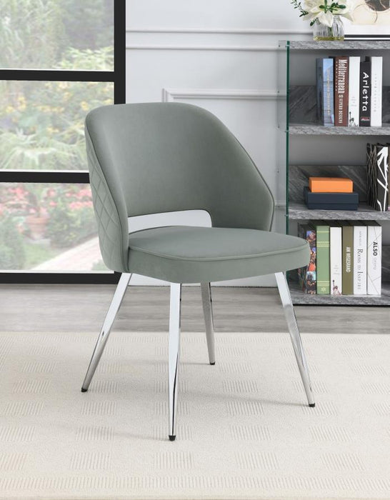 Hastings - Upholstered Dining Chairs With Open Back (Set of 2) - Gray And Chrome