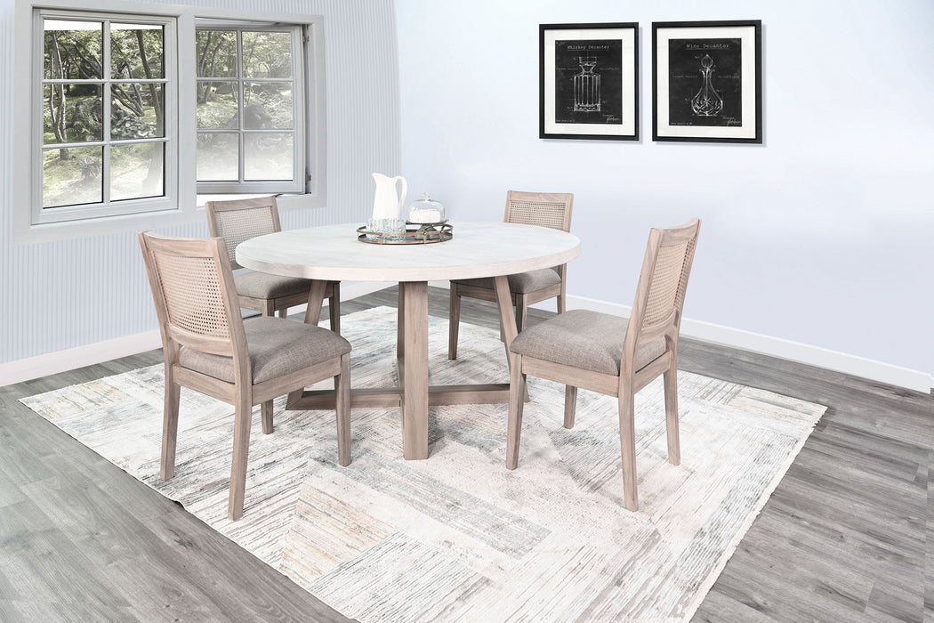 Rowan - Round Dining Table - Light Gray / Wheat